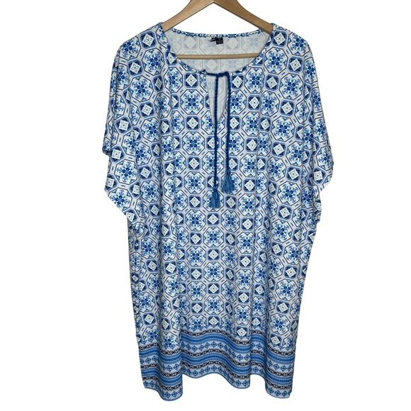 Aqua Et Sol Womens Swim Cover Up Kaftan M Blue UPF 50 Sun Protectant Beach - Picture 1 of 9